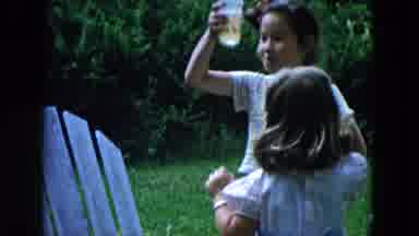 Hicksville New York (1955): Young Girl Drinking Lemonade In Front Of Family