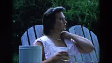 Hicksville New York (1955): Mother Sitting Outdoors With Children Enjoying Drinks