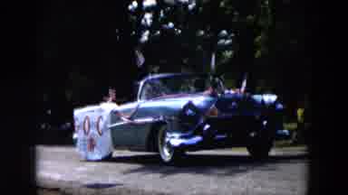 HICKSVILLE NEW YORK-1955: Vintage 8mm Parade with Classic Cars and Birthday Float