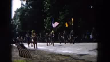 Hicksville New York (1955): Parade Floats American Flags Girl-Scouts Sunny Windy
