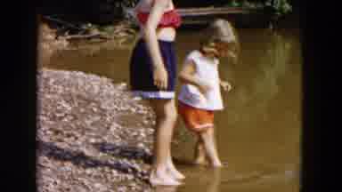 Hicksville New York (1955): Children Boys Girls Lakeside Shore Beach Wading Adult