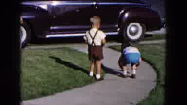 Hicksville New York (1955): Two Little Boys And One Little Girl Playing On