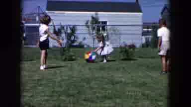 Hicksville New York (1955): The Childrens Are Playing Ball In Their Garden They