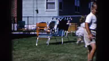 Hicksville New York (1955): Kids Playing Outside With A Ball Running Around With