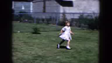 Hicksville New York (1955): Two Small Children Playing With A Beachball Outside In