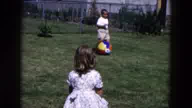 Hicksville New York (1955): Man With White Shirt Plays With The Ball With Two