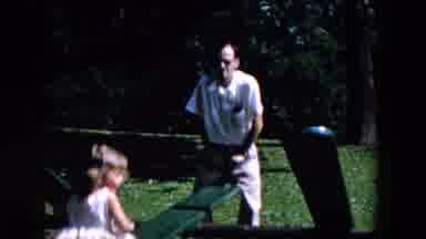 Hicksville New York (1955): Father And Daughter Playing At The Park On The Seesaw