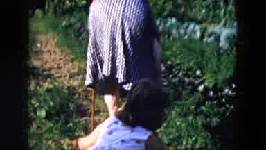 Hicksville New York (1955): Sweet Little Girl Helping Two Women Pick Carrots Out