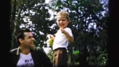 Albany New York (1955): Father Is Lower Than His Son Both Of Them Are Laughing The