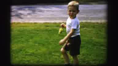 Albany New York (1955): Child And Man Walking In Front Yard Of Suburban