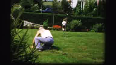 Albany New York (1955): A Person Cut The Grass In The Garden And His Mother And