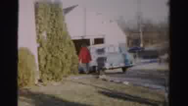 Albany New York (1955): Elderly Lady In A Red Jacket Getting Into Her Old Time Car
