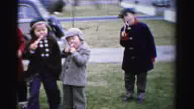 Albany New York (1955): Kids Eating Candy Outside Followed By Adults Drinking