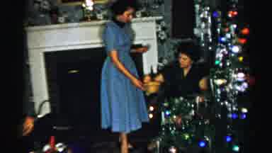 Albany New York (1955): Christmas Tree Fireplace Game Vintage