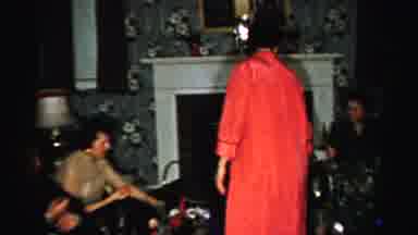 Albany New York (1955): Opening Christmas Gifts Around The Fireplace With Family