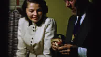 Albany New York (1955): Lined Curtain Mixed With Colors Man In Full Black Suit And