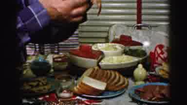 Albany New York (1955): Thanksgiving Dinner Has A Full Spread Of Food At The Table