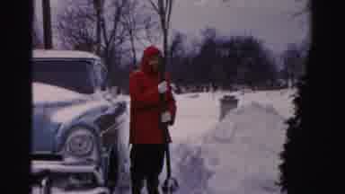 Albany New York (1955): Shoveling Snow Next To A Car