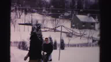 Albany New York (1955): Vintage Video Of Man And Woman Out Playing In The Snow