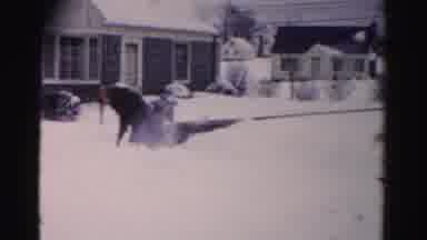 Albany New York (1955): The Two Men Are Cleaning The Snow In The Nearby The House