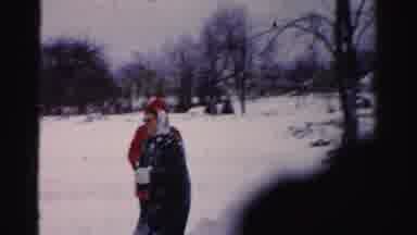 Albany New York (1955): A Couple Are Playing With The Snow And Enjoying The