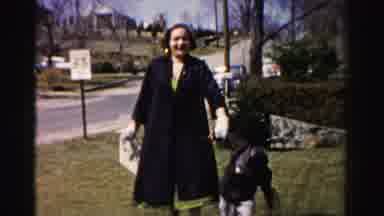 Albany New York (1955): Young Boy Running With Older Woman On Lawn Waving