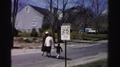Albany New York (1955): Two Women Walking With Toddler Boy Down The Street In
