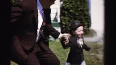 Albany New York (1955): Man Plays With Boy Happily On A Very Pleasant Day And