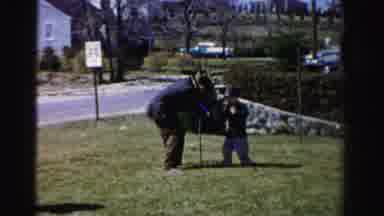 Albany New York (1955): A Men And Child Playing In Park