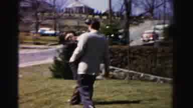 Albany New York (1955): Man Holding Little Boy To Pick Hat From Tree Branch
