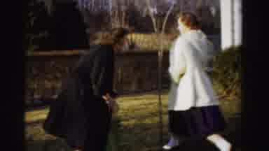 Albany New York (1955): Coat Clad Young Women In Full Skirts Pretend Boxing