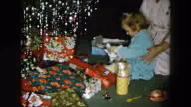 Hicksville New York (1956): Mother Sitting By Her Little Daughter As She Opens Up