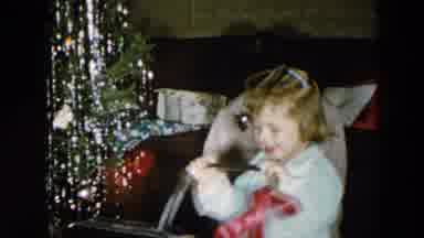 Hicksville New York (1956): Little Girl Plays With Her New Toys On Christmas