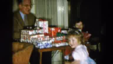 Hicksville New York (1956): Child Happy As She Sees Her Presents At Her Birthday