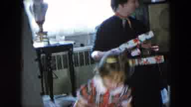 Hicksville New York (1956): Girl Opening Christmas Present Grandma Gift Doll
