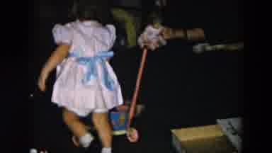Hicksville New York (1956): Adorable Little Girl In A White Dress Playing With All