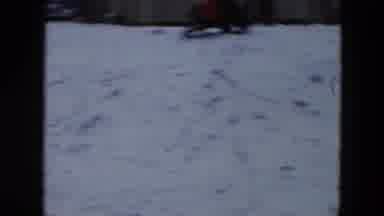 Hicksville New York (1956): Father And Son Are Sledding Down A Snowy Hill In