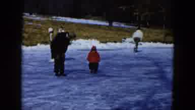 Hicksville New York (1956): Man Addresses Child; Child Points; Both Walk Across
