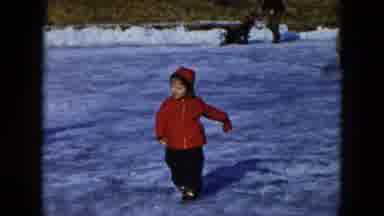 Hicksville New York (1956): 1950s Toddler In Red Snowsuit Walking