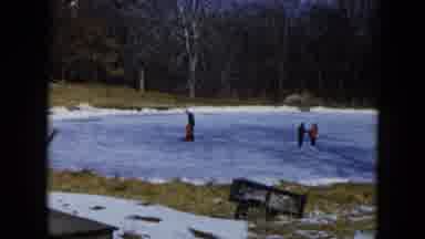 Hicksville New York (1956): People On Ice One Of The Children Falls Down