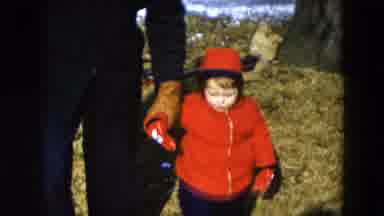 Hicksville New York (1956): Child Happy With His Father For A Trip In Winter To