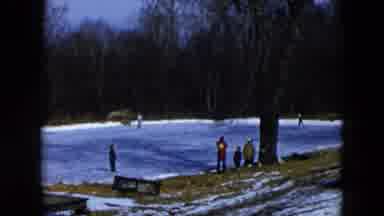 Hicksville New York (1956): Ice Skating Park Many Children And Adults Skating In