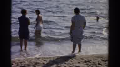 Catskill New York (1957): People Enjoy The Beach And Ocean On A Sunny Day