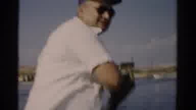 Catskill New York (1957): Older Men On A Rowboat On A Lake Pumping Water Out Of