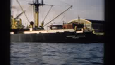 CATSKILL NEW YORK-1957: Vintage 8mm Footage Of A Cargo Ship And Woman On A Boat