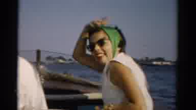 Catskill New York (1957): Vintage Pretty Woman Boat Ocean