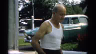 Catskill New York (1957): An Elderly Man Comes In And Sits In A Chair Wearing His