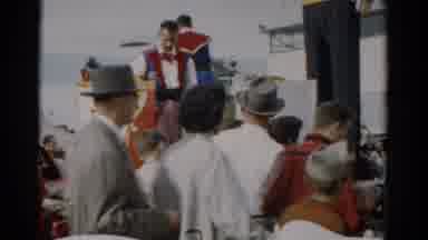 Catskill New York (1957): Men In Band Getting Out Of Sleigh While Crowd Of People