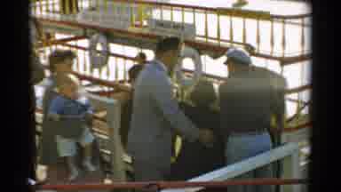 Catskill New York (1957): Family Passengers With Children Board A Rocky Ferry Boat
