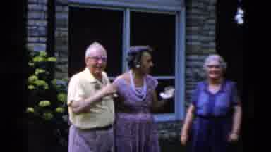 Yellowstone Wyoming USA (1958): Woman Wearing Blue Dress Stands In Line With Other